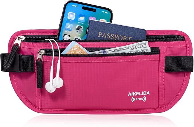 RFID Blocking Passport Holder - Money Belt & Travel Wallet, Travel Belt Bag Fanny Pack for Women