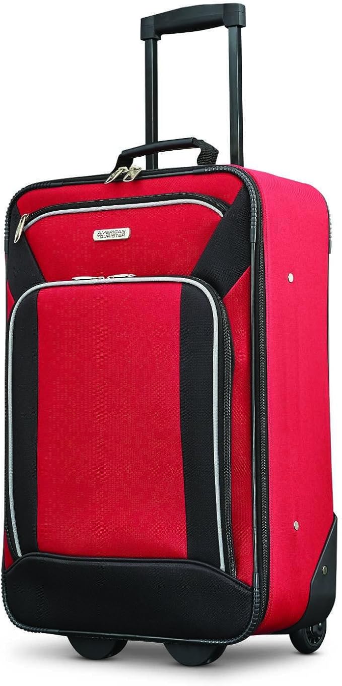 American Tourister Fieldbrook XLT Softside Upright Luggage, Red/Black, 4-Piece Set (BB/DF/21/25)