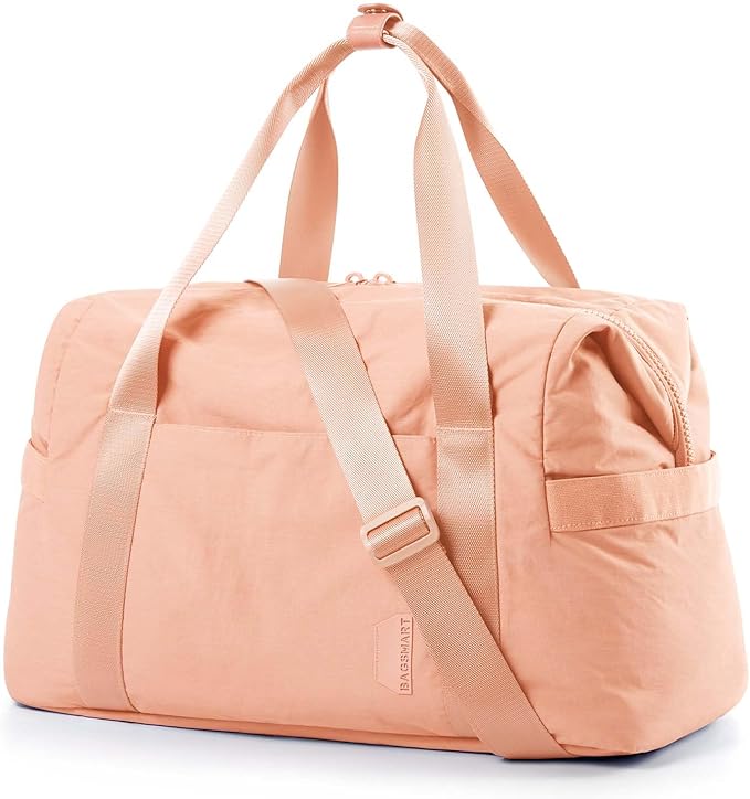 BAGSMART BAGSMART Gym Bag for Women, Carry on Weekender Overnight Bag, Travel Duffel Bags with Trolley Sleeve, Personal Item Travel Bag Tote Bag Workout Dance Bag(Orange,Medium)
