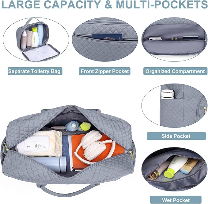 Travel Duffle Bags for Women Weekender: Overnight Bags with Shoe Compartment Large Carry on Weekend Bag with Toiletry Bag & Wet Pocket Tote Duffel Hospital Bag for Women Delivery