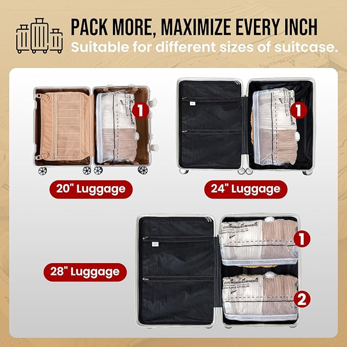 TAILI 8 Pack Cube Vacuum Storage Bags, Medium Size (25x19x11 inch), Vacuum Seal Bags for Clothing, Compression Packing for Clothes, Blankets, Baby Clothes
