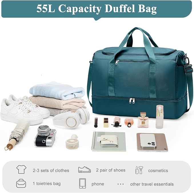 Travel Duffle Bag with Shoe Compartment, XL Weekender Bags for Women, Carry On Overnight Bags for Gym Sports & Business Trips, Water-Resistant Hospital Bag for Labor and Delivery