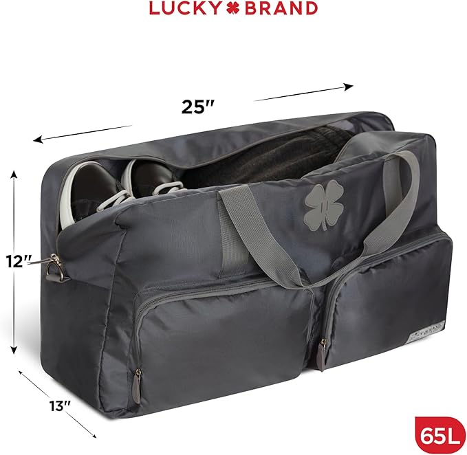 Lucky Travel Duffel Bags 65L, Gym Bag, Travel Bag & Large Duffle Bag for Men, Foldable Overnight Weekender Bags for Women & Men with Adjustable Shoulder Strap, Charcoal