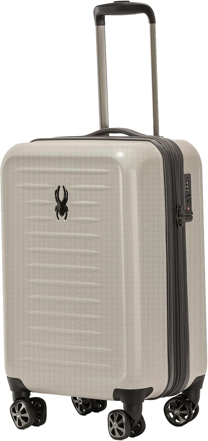 Spyder Rails Expandable Hardside Upright Suitcase with 360° Spinner Wheels, TSA Approved Lock (Oatmeal, Carry-On)