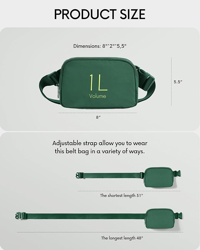 ODODOS Unisex Mini Belt Bag with Adjustable Strap Small Fanny Pack for Workout Running Traveling Hiking, Forest