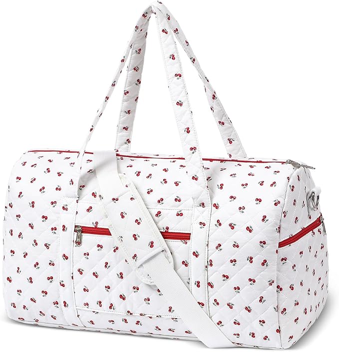 Gym Bag for Women, Cute Duffle Bag, Quilted Duffle Bag for Travel, Floral Duffle Bags, Weekend Bag with Zipper Pocket Dance Bag Organizer