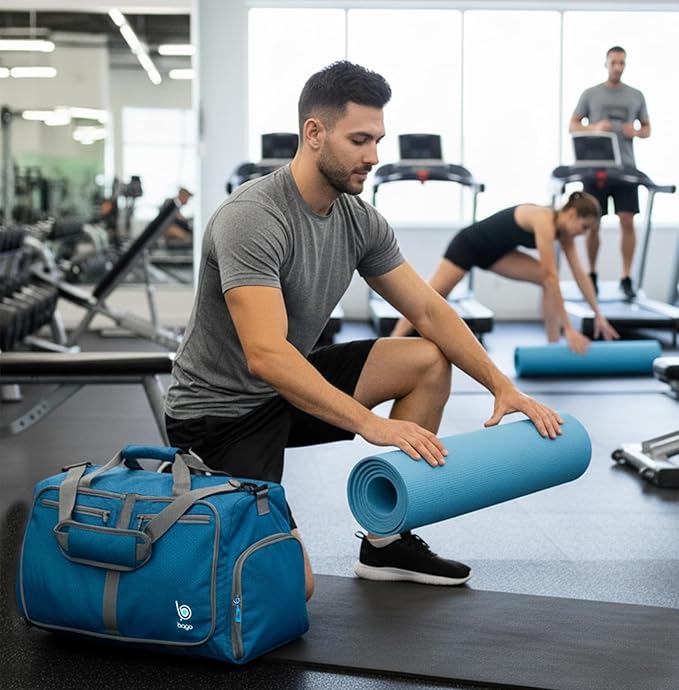Bago Compact Duffle Bag for Travel Women & Men. Durable Lightweight Foldable Travel Duffel Bags For Traveling Women. 40L Duffle Bags a Reliable Weekender duffel or Overnight Bag With Shoe Compartment
