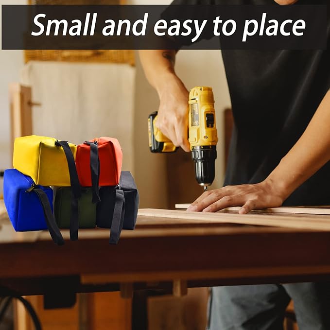 FASTECH 5-Pack Zipper Utility Tool Bag，Small Zipper Bags/Multi-Purpose Tool Pouch Tote Bags Storage Organizer for Screwdrivers,Pliers,Nut Drivers Gifts to Men/Women. (5 Color)