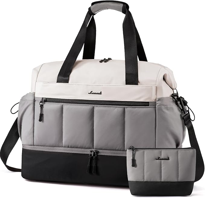 LOVEVOOK Travel Duffel Bag, Weekender Bags for Women, Large Overnight Bags with Shoe Compartment, 38L Carry on Gym Hospital Bag with Wet Pocket, 2 Pcs