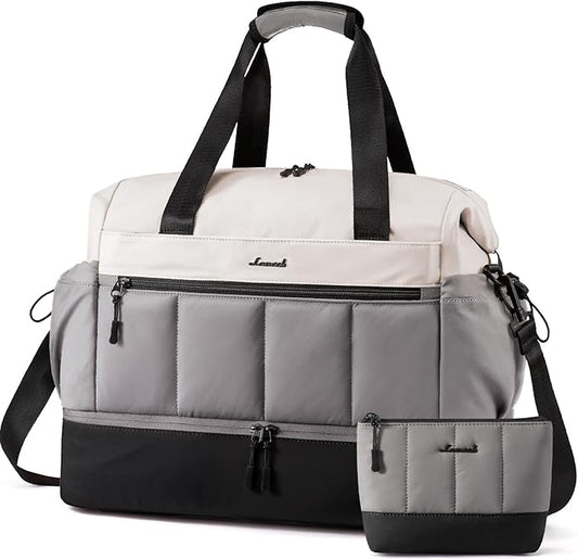 LOVEVOOK Travel Duffel Bag, Weekender Bags for Women, Large Overnight Bags with Shoe Compartment, 38L Carry on Gym Hospital Bag with Wet Pocket, 2 Pcs