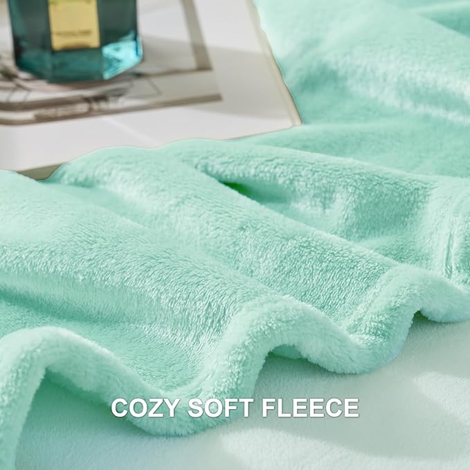 Hansleep Fleece Lake Green Throw XL Blanket, Super Soft Flannel Fuzzy Plush Cozy Blanket for All Seasons, Lake Green, Throw XL 50x70 Inches