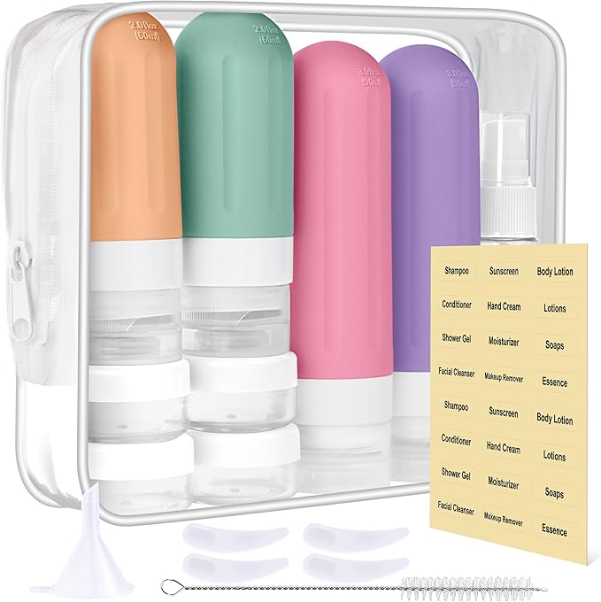 Landisun Travel Bottles for Toiletries 18Pack Toiletry Travel Size Containers Travel-Bottles Accessories TSA Approved Leak Proof (Green)
