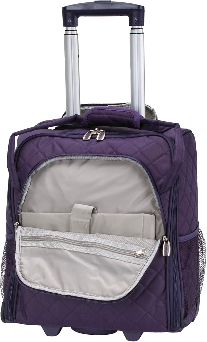 Rockland Melrose Upright Wheeled Underseater Carry-On Luggage, Purple, 15-Inch