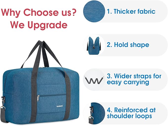 For Spirit Airlines Personal Item Bag 18x14x8 Foldable Travel Duffel Bag Tote Carry on Luggage Duffle Overnight for Women and Men