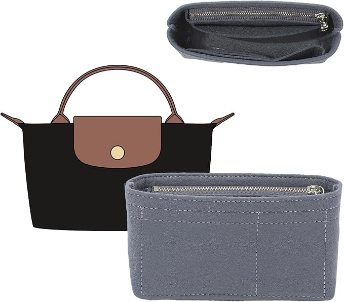 Doxo Longchamp XS Organizer Insert, Suitable for Le pliage XS and More, Keeps Tote Handbags Shaped & Neat (Grey,XS)