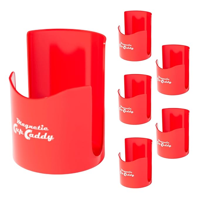 Master Magnetics Magnetic Cup Holder - Caddy for Bottles, Glasses, and Cans - Fits on Fridge, Lawnmower, Forklift, Cart, or Ladder - Heavy-Duty Magnet