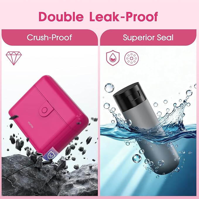 Travel Bottles with Case, 4x2oz TSA Approved, Leak-Proof, Press to Unlock, Compact & Portable Travel Toiletries (Hot Pink)