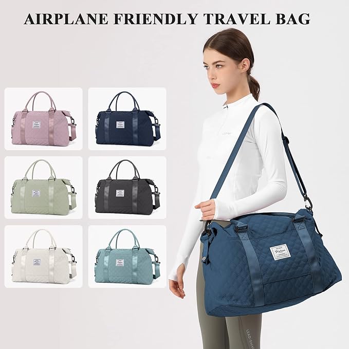 HYC00 Travel Duffel Bag,Carry-on Overnight Weekender Bags for Women,Sports Tote Gym Bag with Wet Pocket