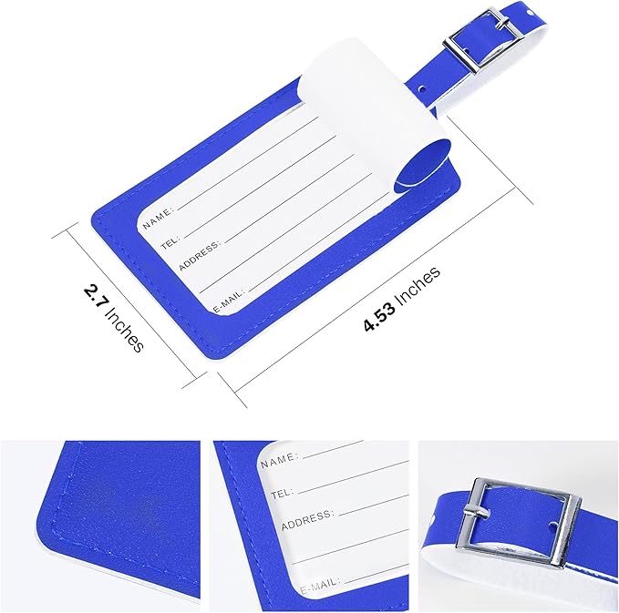 Travelambo Luggage Tags for Suitcases PU Leather Travel Tags Bag Tags Privacy Protection Travel Essentials