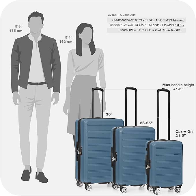 Travel Select Snowcreek Hardside Expandable Spinner Luggage w/USB Port, Navy, 21-Inch Carry-on