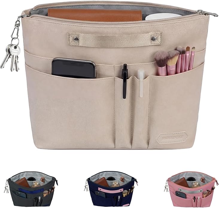 VANCORE Purse Organizer Insert for Handbags,Tote Bag Organizer Insert with Zipper Bag,Premium Handbag Organizer Inside Liner for Women with 15 Pockets