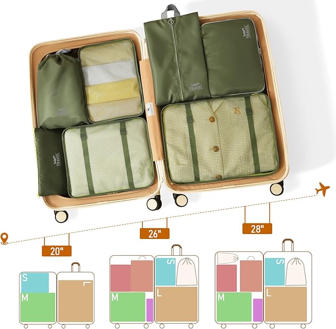 Packing Cubes for Travel - 8 Set Luggage Organizer Bags for Family, Mesh Breathable Packing Cubes for Suitcases Durable Travel Essentials Bags Set