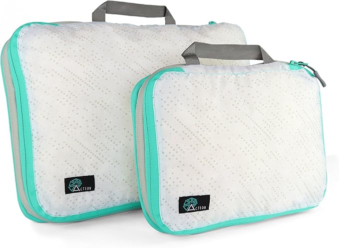 Acteon Compression Packing Cubes - 2 Pack Clean Dirty Separate Zipper - Lightweight Travel Packing Cubes for Luggage - Suitcase Organizer Travel Cubes - Large Small Laundry for Clothes Shoes Makeup
