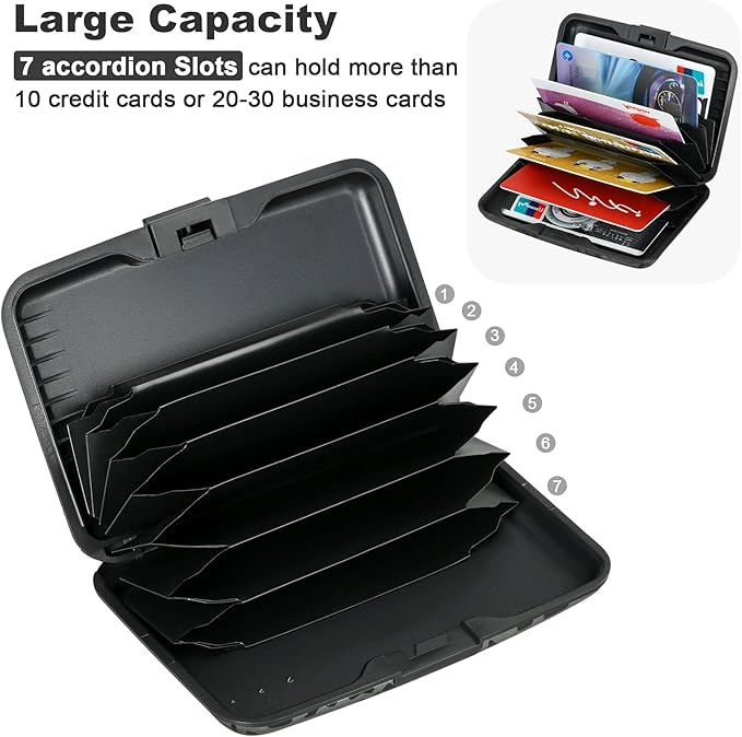 ELFISH Mini RFID Aluminum Wallet Credit Cards Holder Business Card Case Metal ID Case for Men Women(Black Leopard Print)