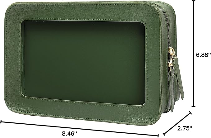 LETGO Clear Makeup Bags, TSA Approved Toiletry Bag with Zipper,Portable Travel Clear Cosmetic Bags Pouch for Women Men Car Accessories for Women(Vintage Green)