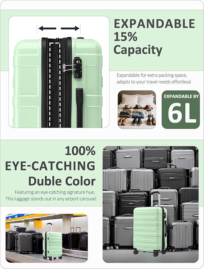 Tolino Carry on Luggage 22x14x9 Airline Approved-20 Inch Hardside Suitcase with Wheels TSA Lock, PC+ABS Lightweight Carry on Suitcases for Women and Men