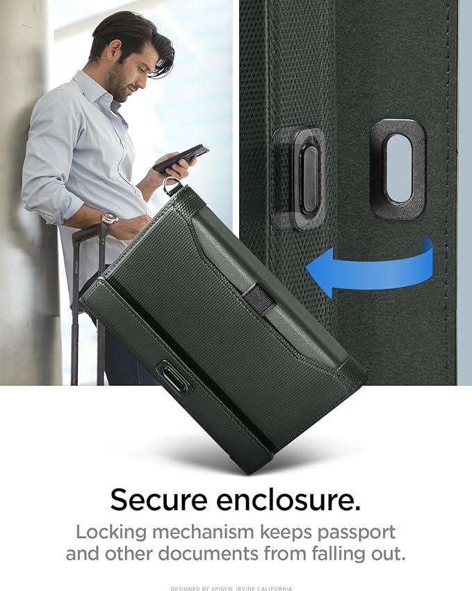 Spigen Life for Passport Card Cover Holder with RFID Blocking Technology Wallet Travel Documents Organizer Protector Accessories, SIM Card Pin Included