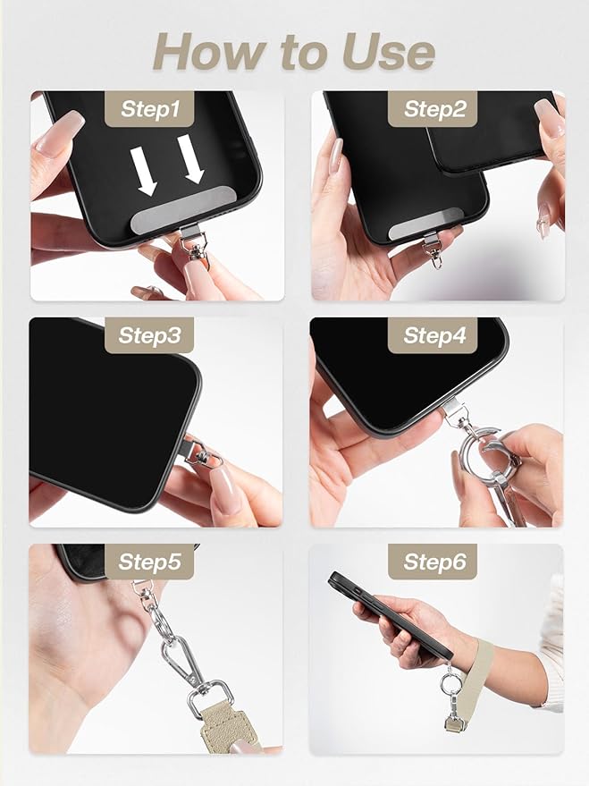 Tiostep Clip and Go Strap for Phone with Wallet Crossbody Phone Lanyard Adjustable and Detachable RFID Wristlet Wallet with ID Window and Zipper, Khaki