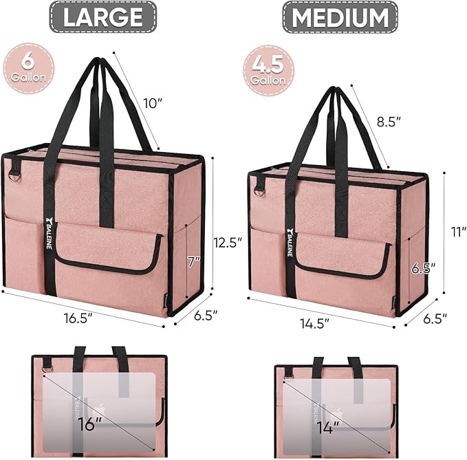 BALEINE Large Utility Tote Bag with Reinforced Bottom, Multi Pockets Foldable Tote Bag for Nurse, Travel, Work