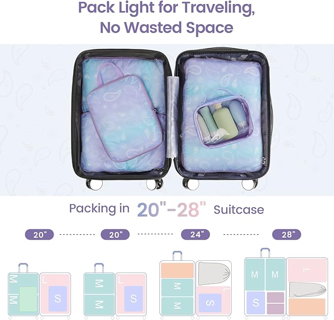 Cambond Compression Packing Cubes for Travel - Lightweight Expandable Travel Bags Luggage Organizers Travel Essentials Compression Cubes for Travel Space Saver for Carry on Suitcases Organizer