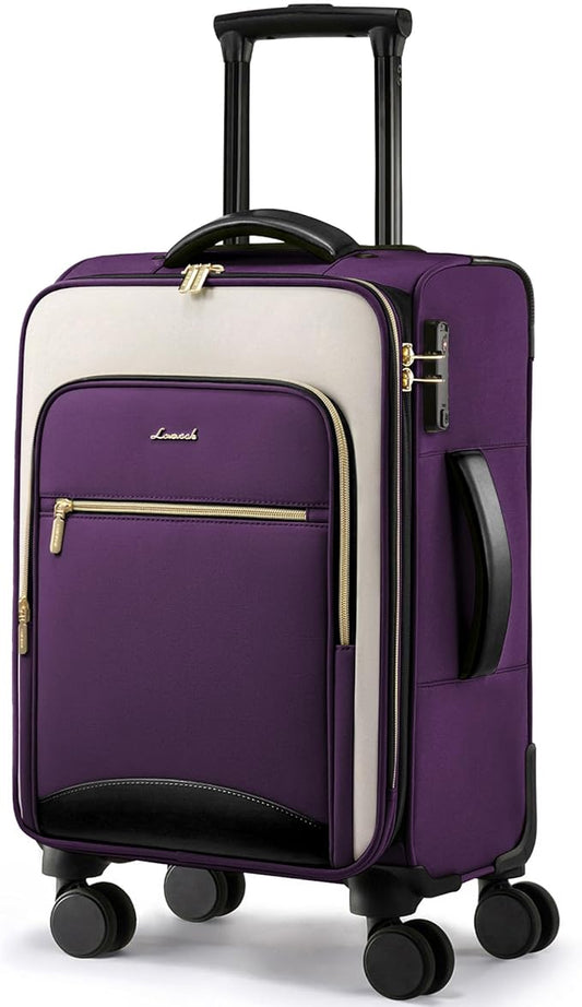 LOVEVOOK Carry On Luggage 22x14x9 Airline Approved, 20 Inch Softside Suitcases with Wheels, Lightweight Spinner Carry on Suitcase with TSA Lock, Water-Resistant Large Capacity Luggage for Travel