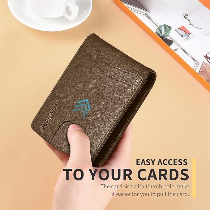 RUNBOX Wallet for Men Slim Rfid Leather 2 ID Window With Gift Box | Slim, Rfid, 2 ID Window, With Gift Box, Slim, Rfid