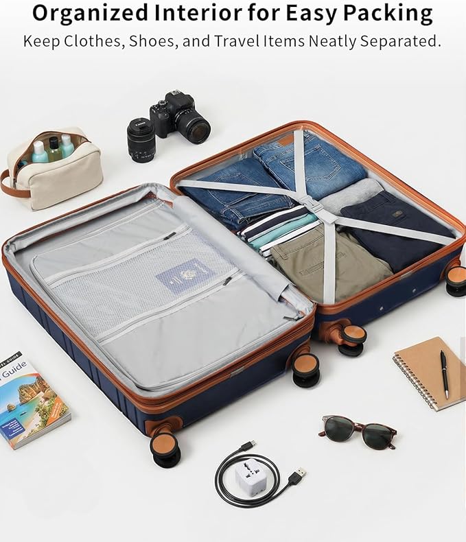 3 Piece Luggage Set, 21/25/29 Inch Expandable Luggage Sets with Spinner Wheels, ABS+PC Hardshell Suitcases, Suitcase Set with YKK Zipper, TSA Lock & 3 Tags