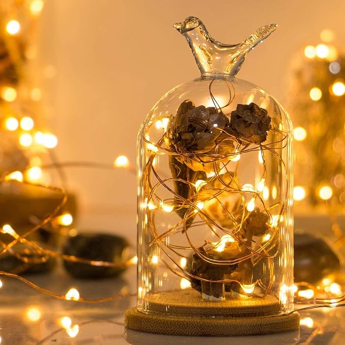 Sanniu Fairy Lights Battery Operated, 8 Packs Mini Battery Powered Copper Wire Starry String Lights for Christmas,Bedroom, Parties,Wedding,Indoor,Home Decoration (5m/16ft Warm White)