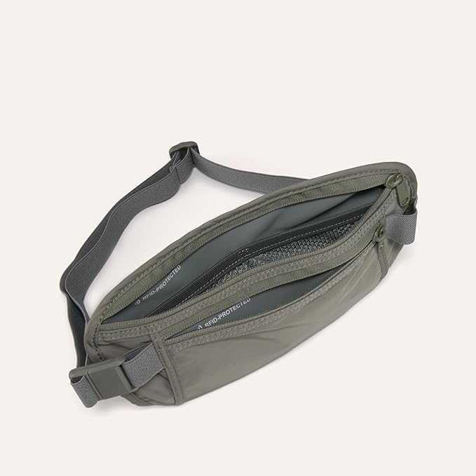 Pander RFID Blocking Travel Money Belt – Hidden Waist Pouch for Passport, Cash, Cards, Slim Belt Bag for Men and Women,