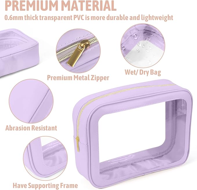 YOPCDJ 5PCS Diaper Bag Organizer Pouch Set, TSA Approved Toiletry Bag，Clear Waterproof TPU Makeup Bag Set Travel Organizer Bags for Women and Kids