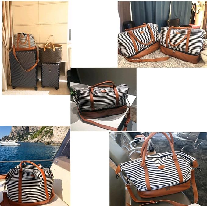 BAOSHA HB-28 Ladies Women Canvas Travel Weekender Bag Overnight Carry-on Duffel Tote Bag