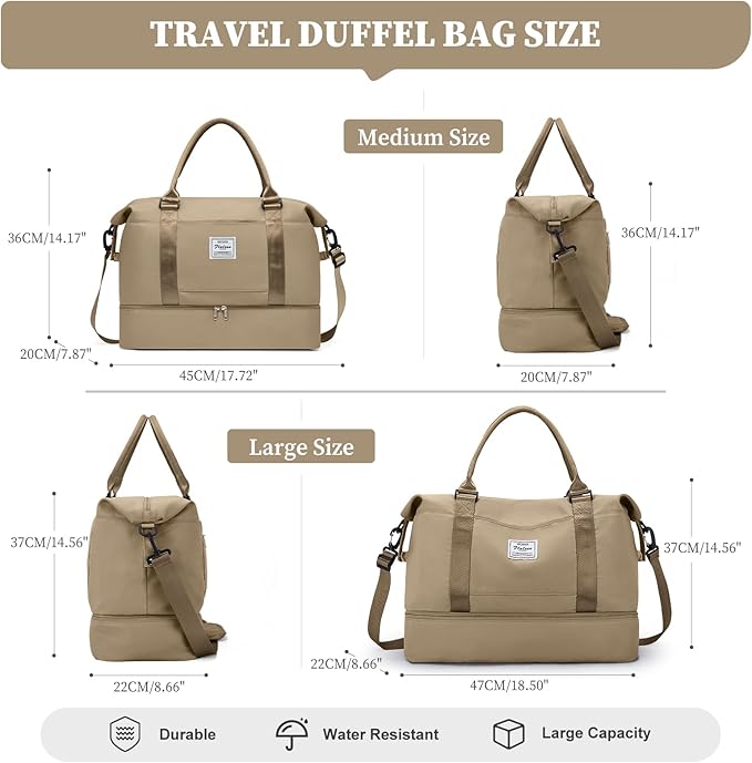 Weekender Bags for Women,Personal Item Travel Bag with Shoes Compartment,Overnight Travel Duffel Bag with Toiletry Bag,Medium