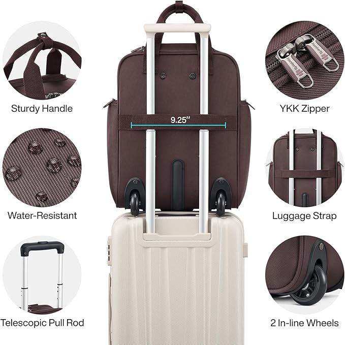 Hanke Expandable Underseat Carry on Luggage for Airplanes,Small Rolling Softside Suitcase Travel Luggage Personal Item Bag,Lightweight luggage bags for travel,Coffee,16-Inch