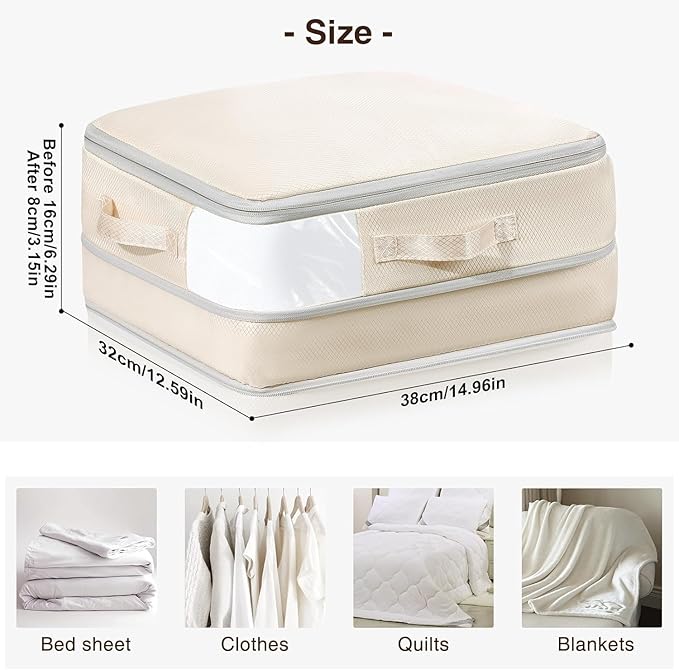 DIMJ Clothes Storage Bag 6 Pack, 19L Compression Storage Bags for Blanket, Sweater, Jacket, Closet, Sheet Storage Organizer with Window Handle, Compression Packing Cubes Space Saver Bags with Zipper