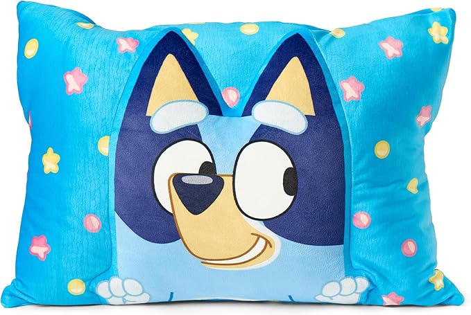 Northwest Bluey Party Pups Silk Touch Throw Blanket 50 x 60 Inches with Bluey Plush Pocket Pillow 14 x 20 Inches - Comfy & Cozy Bluey Blanket & Pillow Set for Boys and Girls