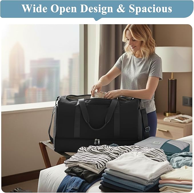 Extra Large Travel Duffle Bag with Shoe Compartment & Toiletry Bag, XL Weekender Bags for Women, Carry On Overnight Bags for Gym Sports, Water-Resistant Hospital Bag for Labor and Delivery