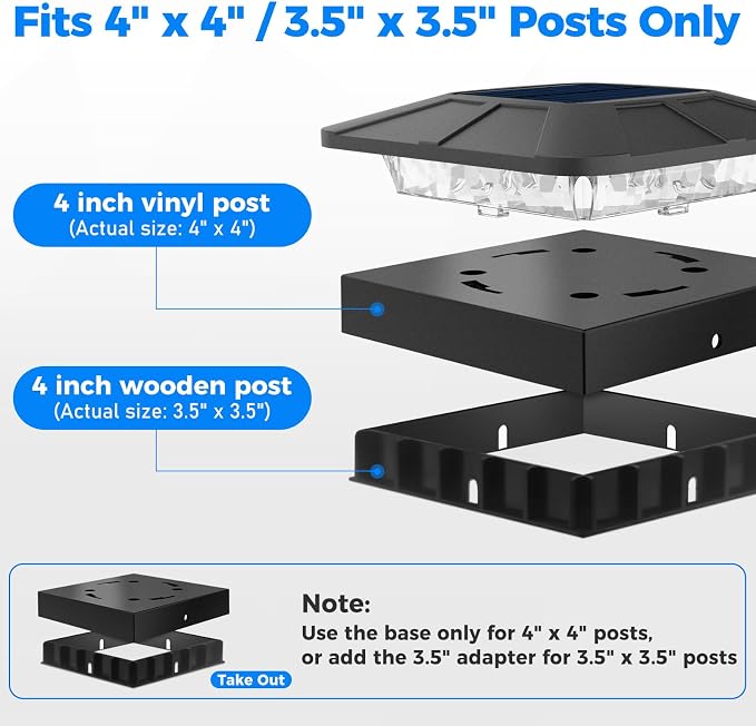 8 Packs 4x4 Solar Post Cap Lights RGB Color Changing | Post Top Light Solar Fit 4x4/3.5×3.5 Wood & Vinyl Posts, Waterproof Caps Lighting for Outside Fence Deck Porch Yard Mailbox