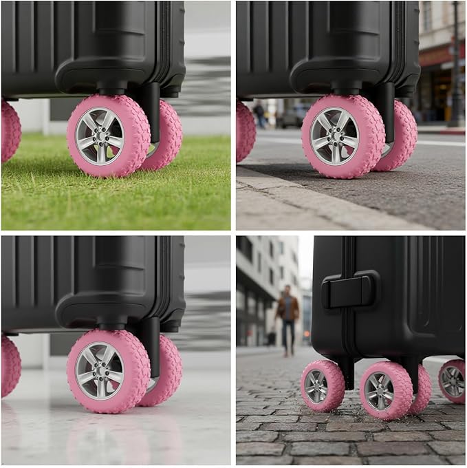 8PCS Luggage Wheel Protector,Silicone Protective Covers for 2-2.4" Spinner Wheels Anti-Slip,Ultra-Quiet&Upgraded Wear-Resistant Travel Accessories(Star Shape-Grey)