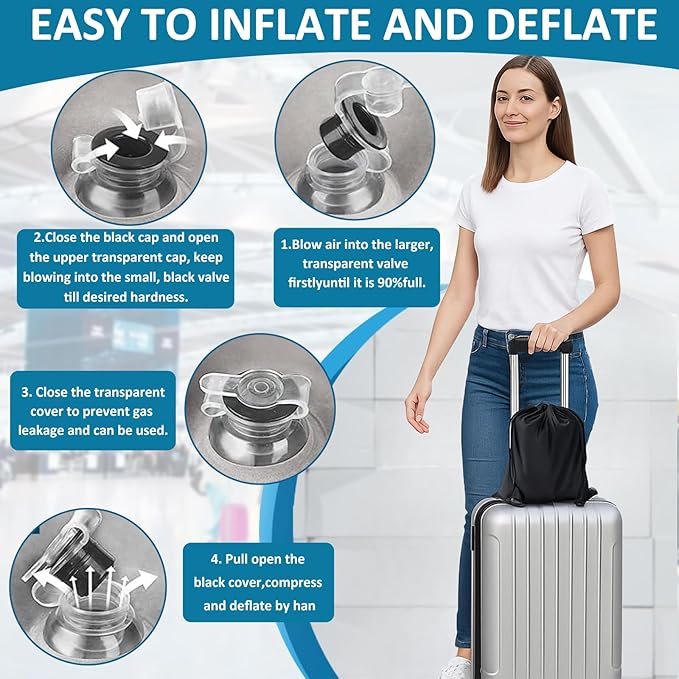 Inflatable Leg Elevating Pillow for Traveling - Leg Pillow Elevation with Eye Mask,Inflatable Leg Pillow for Swelling,Circulation,Pain Relief,Bolster Pillow Support for Ankle Recovery,Foot,Knee,Gray