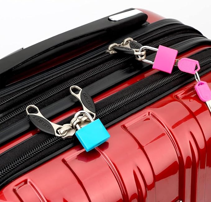 3 Pcs Small Locks with Keys,Multicolor Mini Key Locks, Plastic-Covered Copper Keyed Padlock for Luggage, Backpack, Gym Locker, Suitcase, Boxes